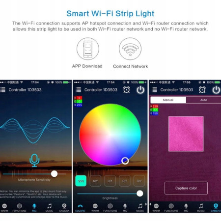 TAŚMA LED 5050 RGB 5M BLUETOOTH WIFI APLIKACJA APP