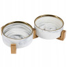 MISKI CERAMICZNE NA STOJAKU PODWÓJNA MISKA CERAMICZNA DLA PSA KOTA 2x850 ml