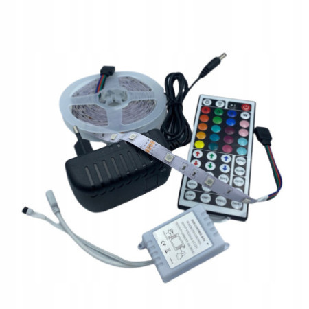 TAŚMA LED 5050 WODOODPORNA KOLOROWA 5M RGB + PILOT